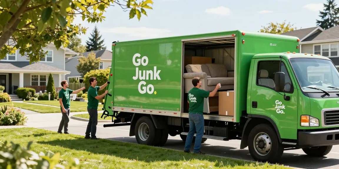 target Junk Removal Vancouver scene with professional team loading junk into eco-friendly truck, showcasing efficient service.