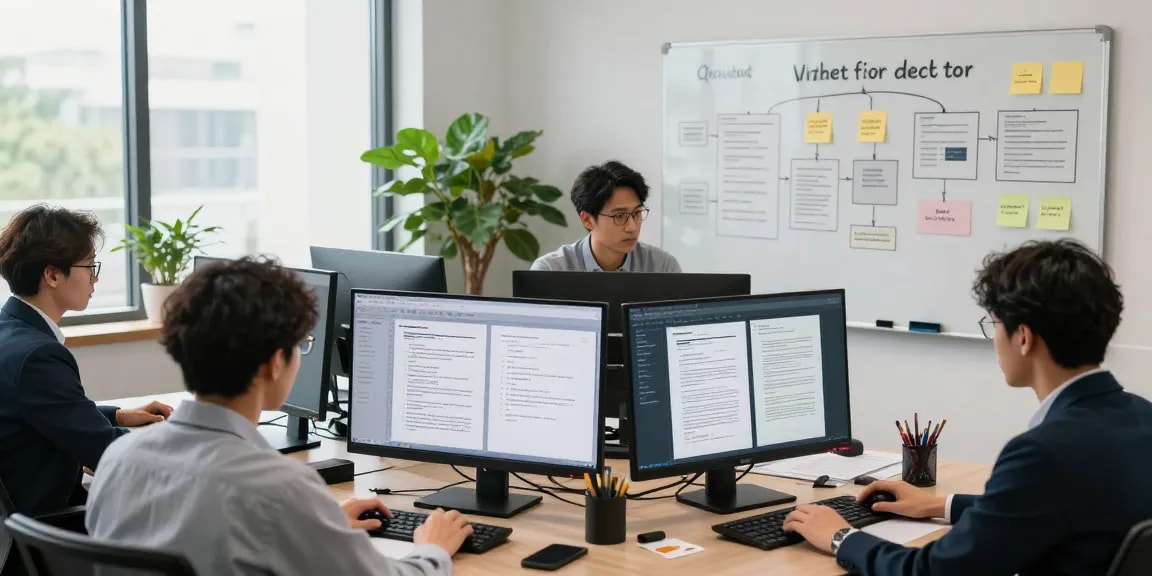 Advanced document fraud detection analysis in a modern office with diverse team reviewing detailed evidence.