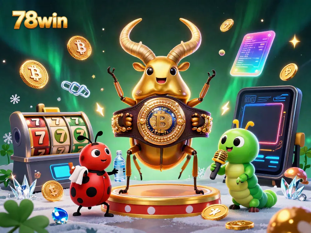 Experience the vibrant gameplay with 78win, featuring exciting slot reels and glowing crypto coins in a dynamic casino scene.