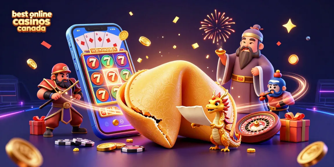 Engage with the best online casinos Canada through this vibrant 3D casino scene featuring dynamic game elements.