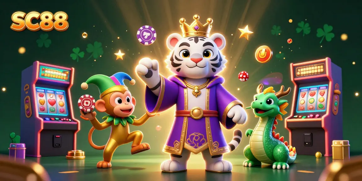 Engaging SC88 casino illustration with vibrant characters and dynamic gaming elements creating an exciting atmosphere.