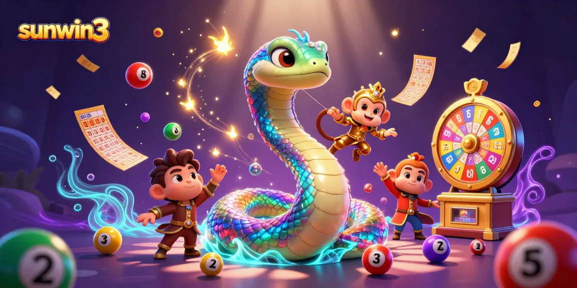Experience excitement with sunwin3 through vibrant lottery elements and enchanting characters in a magical casino scene.