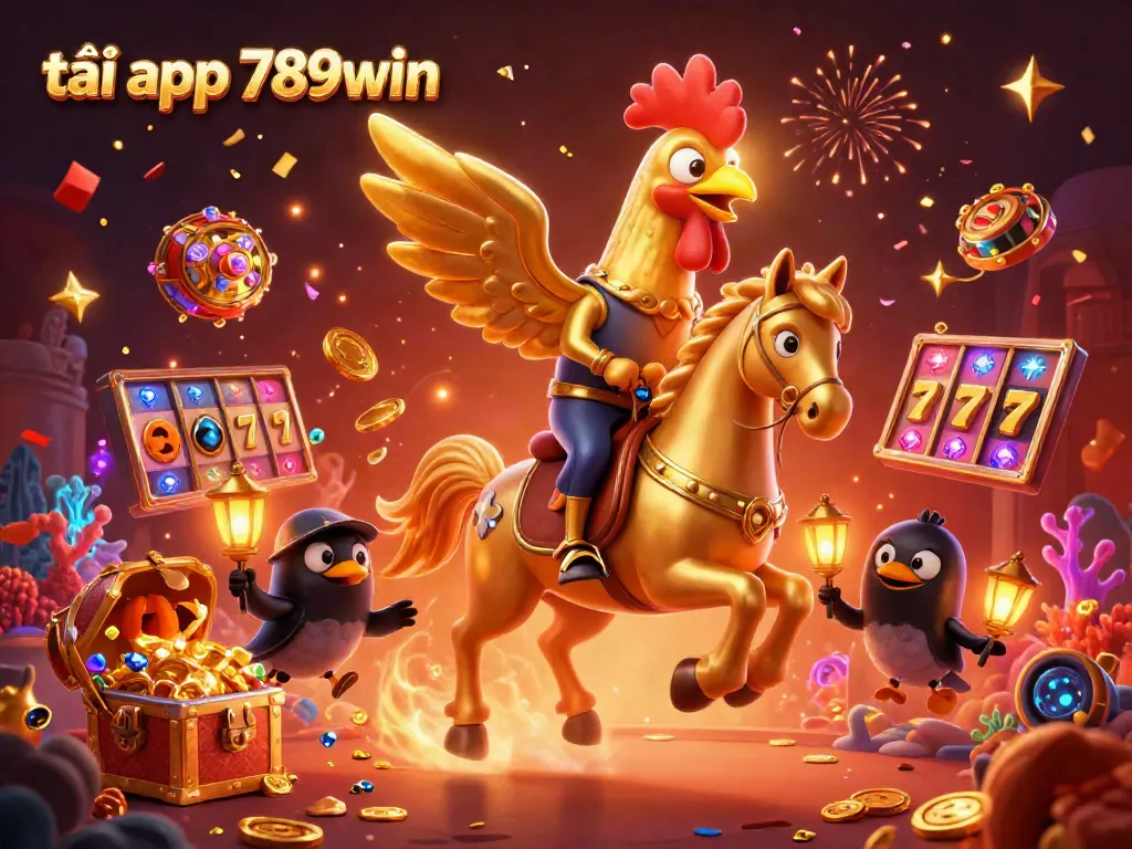 Experience the excitement while you tải app 789win in a vibrant casino setting filled with treasures and festive elements.