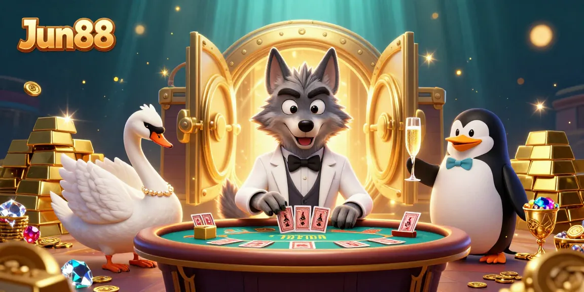 Experience thrilling gameplay with Jun88's vibrant casino scene featuring animated characters and rich game elements.