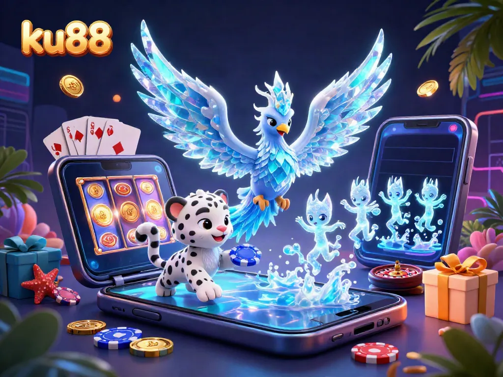 Spin to win at KU88 casino with vibrant gaming characters and dynamic elements!