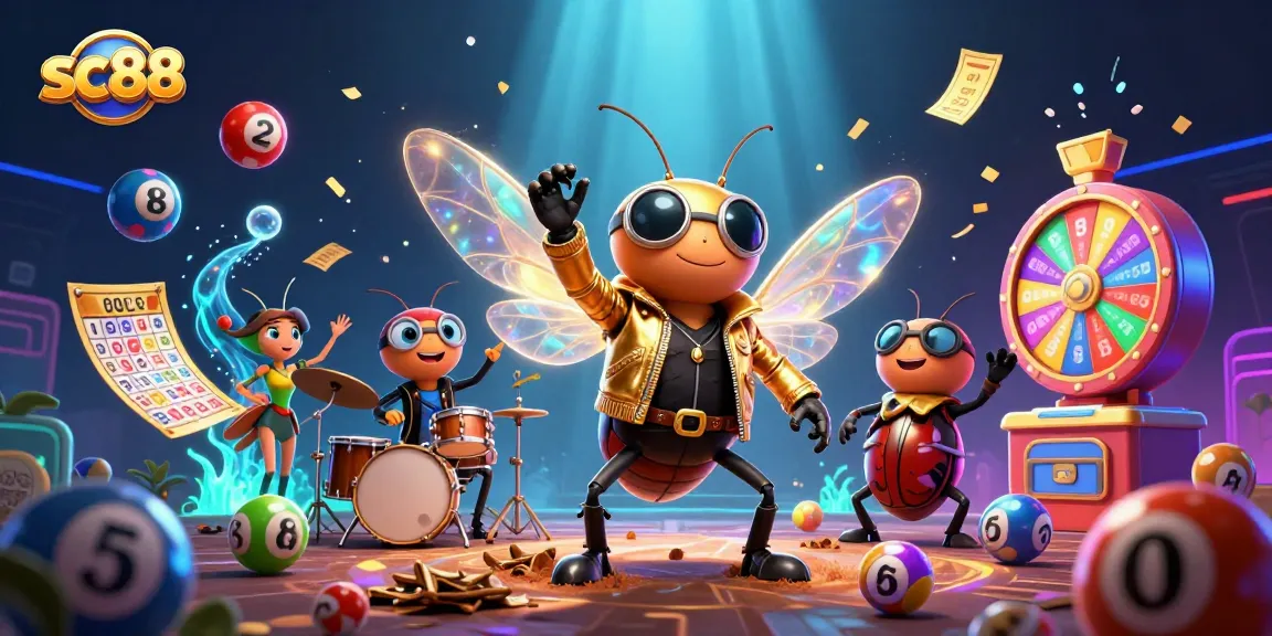 Win big with sc88 as the cicada rock star and friends entertain a vibrant casino atmosphere.