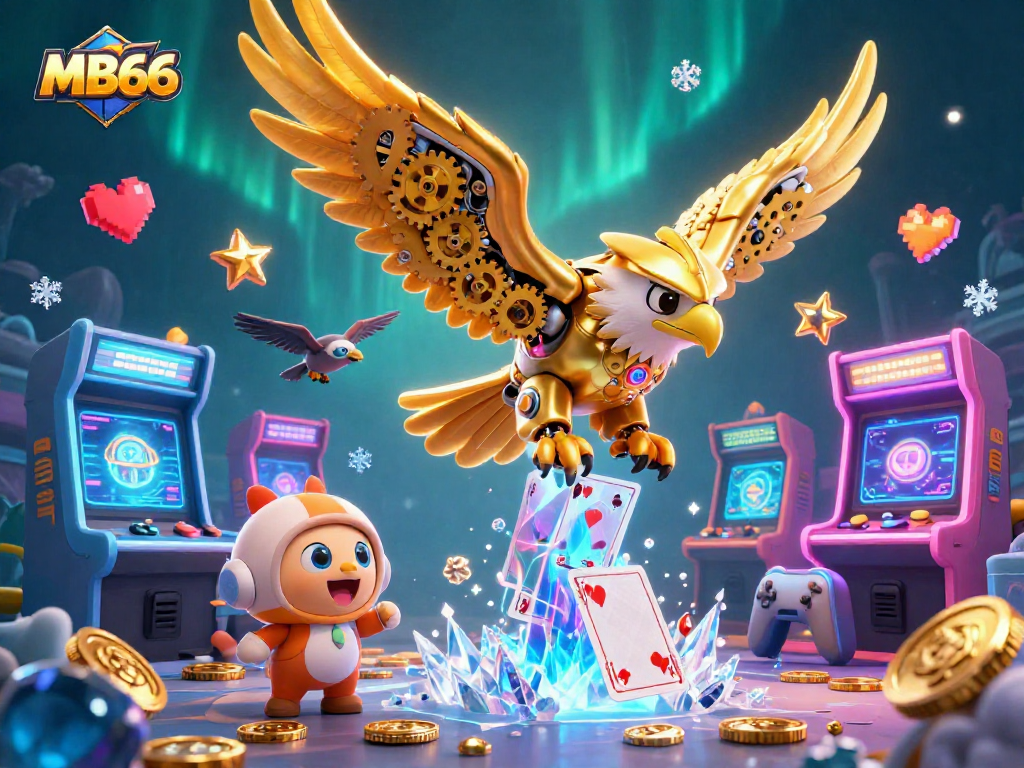 Experience thrilling gameplay with MB66 as a cybernetic eagle dives through vibrant casino action.