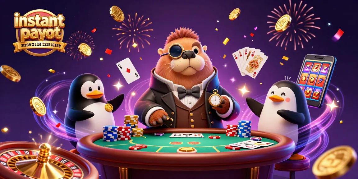 Experience instant payouts at this vibrant underwater casino scene featuring a walrus and friends.