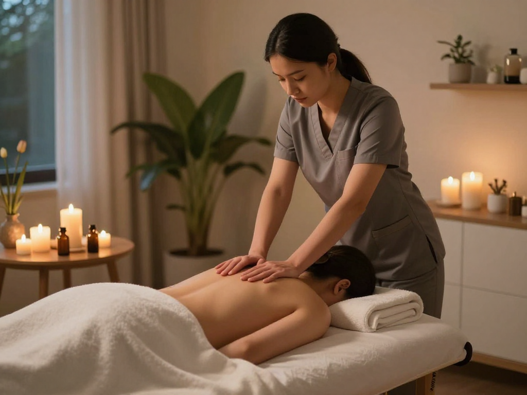 Relaxing Swedish massage experience in a premium 성남출장마사지 setting, highlighting a professional therapist and calming atmosphere.