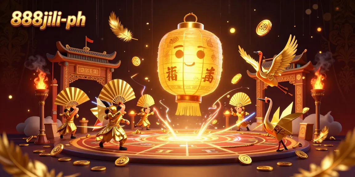 Experience the thrill of gaming at 888jili-ph with golden lanterns, festive elements, and casino symbols.
