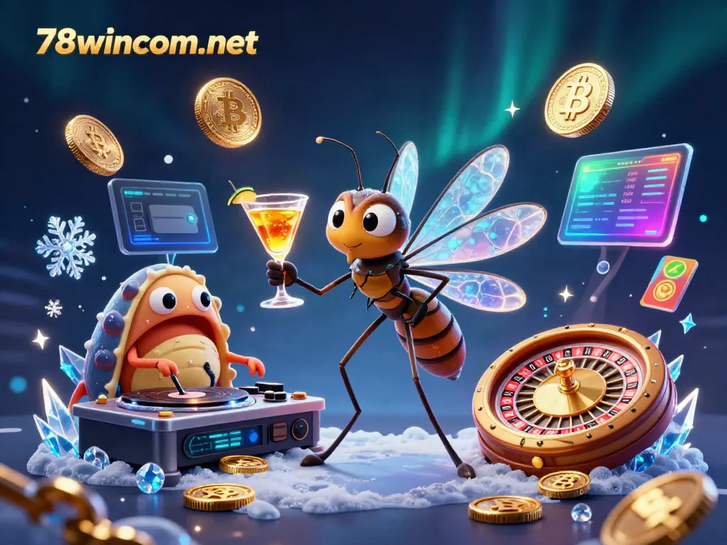 Experience the energy of 78wincom net in this vibrant casino-themed illustration with unique characters.