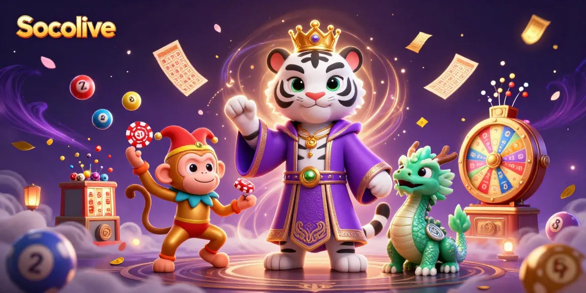 Socolive offers an exciting interactive scene combining sports elements, animated characters, and vibrant gambling detail.