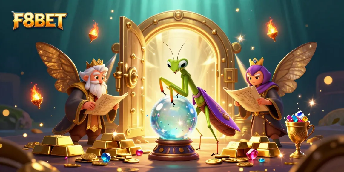 Experience the enchanting world of F8BET with whimsical characters and rich casino-themed elements.