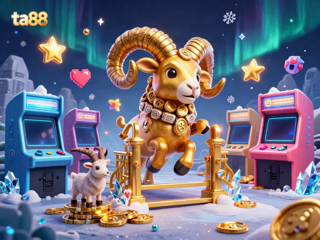 Experience the excitement of ta88 with a dramatic scene featuring a golden ram charging at a casino entrance.