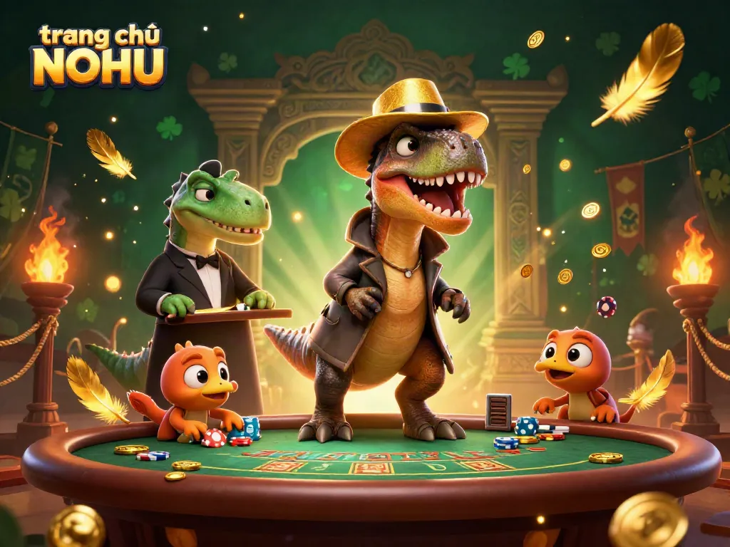 Experience the excitement at trang chủ NOHU with a lively casino scene featuring dynamic characters and thrilling game elements.