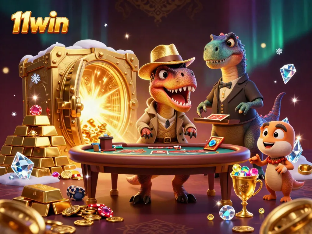 Experience the thrill of 11win with a scene showcasing vibrant characters engaging in a dynamic casino setting.