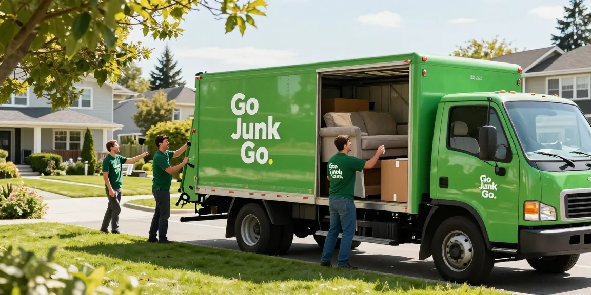 target Junk Removal Vancouver scene with professional team loading junk into eco-friendly truck, showcasing efficient service.
