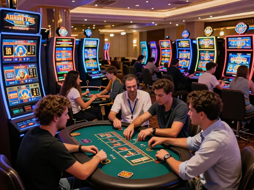 Exciting gaming environment at https://ta88.network/ featuring diverse players engaged in sports betting and casino games.