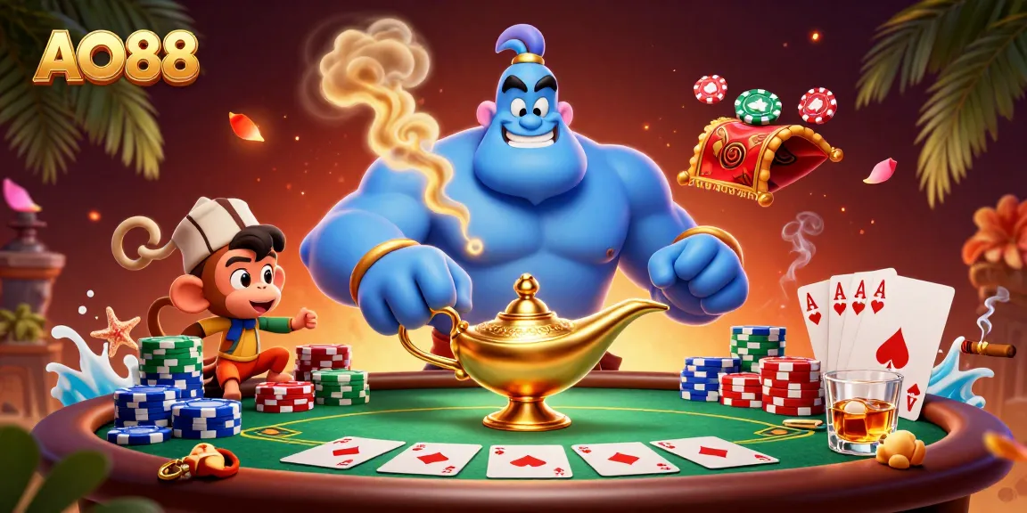 Experience thrilling wins at AO88 with vibrant poker elements and a magical casino ambiance.
