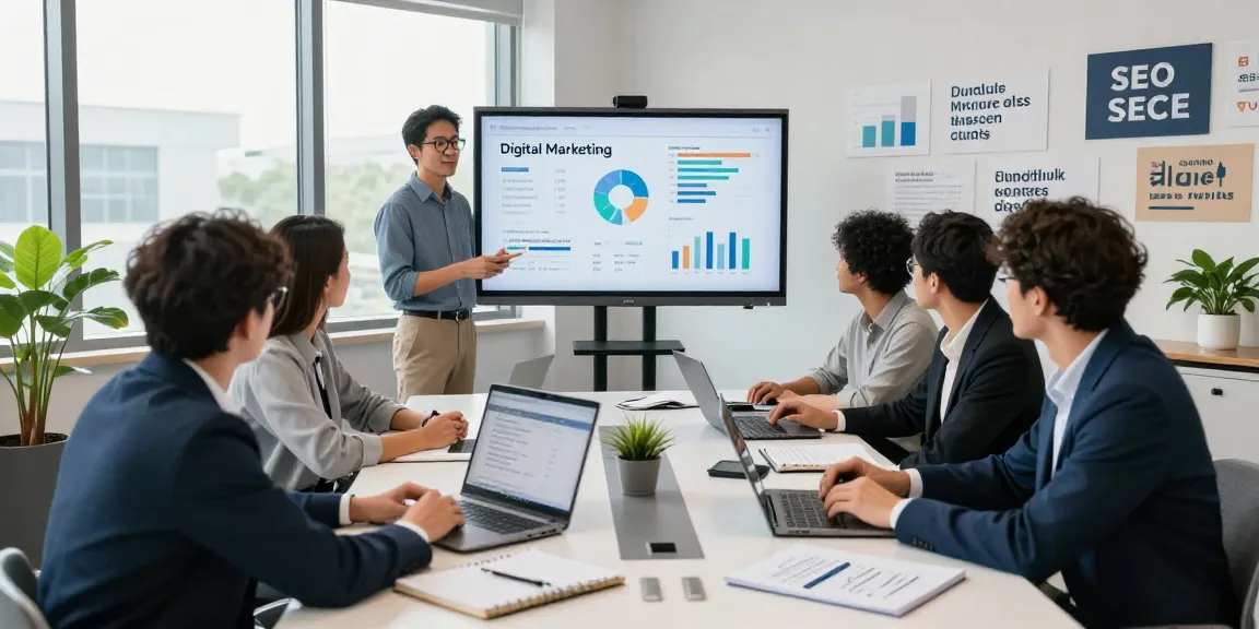 SEO agency Canada team collaborating on digital strategy in modern office