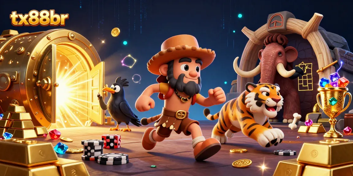 Engage with tx88br's lively prehistoric casino featuring dynamic characters and sparkling treasures.
