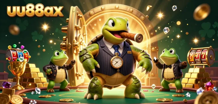 Engage with the ultimate gambling experience at uu88ax with a vibrant casino scene featuring dynamic characters and golden treasures.