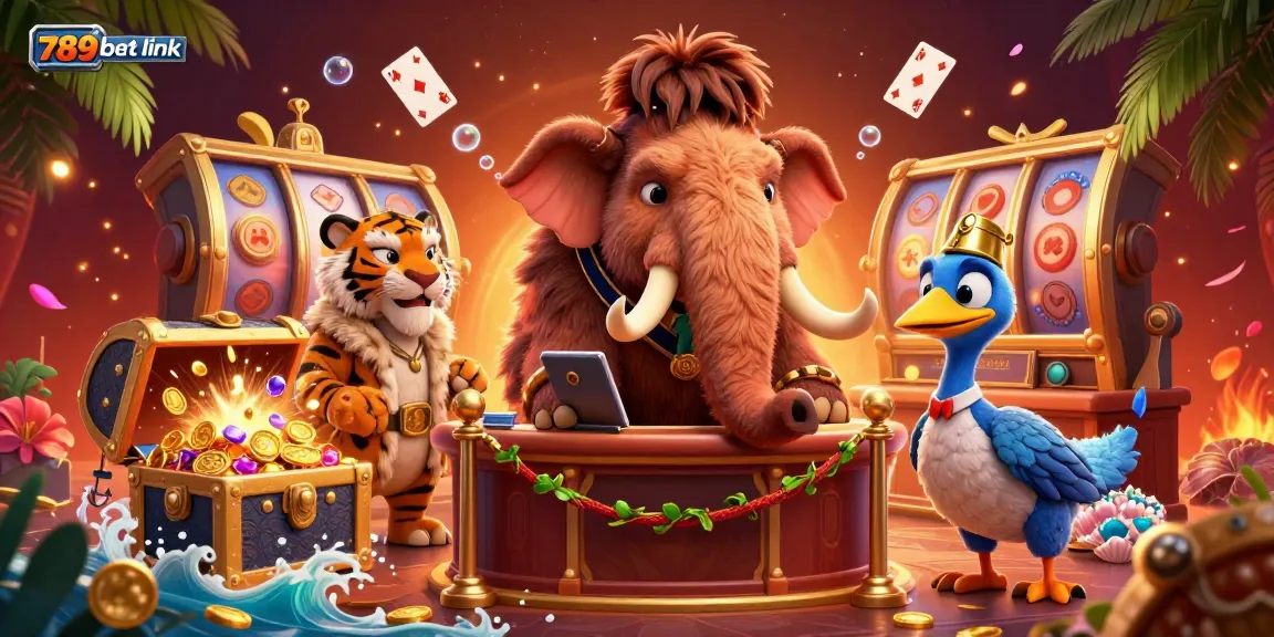 Experience exclusive gaming at 789bet link with vibrant characters in a casino scene filled with excitement and treasures.