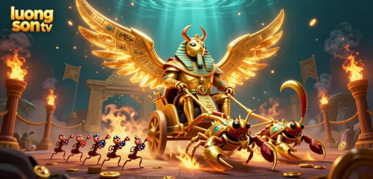 luong son tv showcases professional gaming with vibrant 3D characters amidst immersive gambling elements