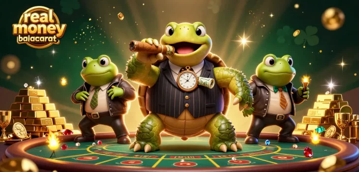 Experience real money online baccarat amidst vibrant 3D casino chaos with charming characters and riches.