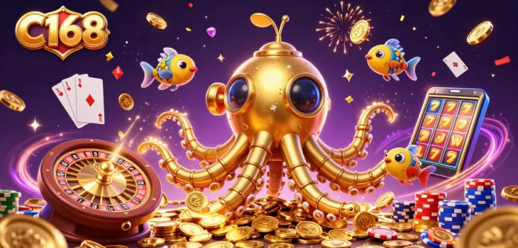 C168 launches players into a thrilling adventure with golden treasures, dynamic casino elements, and vibrant energy.